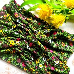 Green Floral Stretchy Knit Headband Handmade
